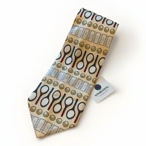 Wimbledon Tennis Patterned Tie - Cream and Black